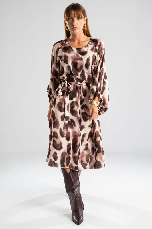 Φόρεμα Midi Σατέν Leopar