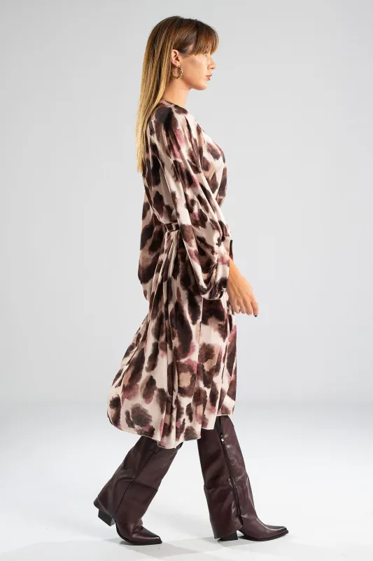 Dress Leopard Midi Satin 