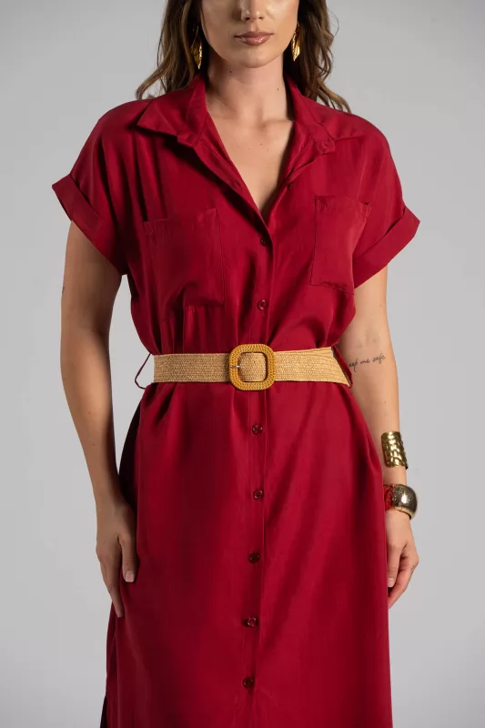 Dress Midi Semi-sheer Pocket