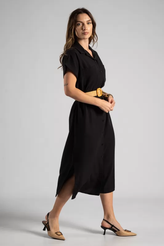Dress Midi Semi-sheer Pocket