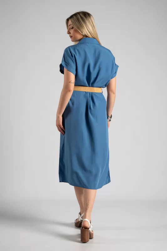Dress Midi Semi-sheer Pocket