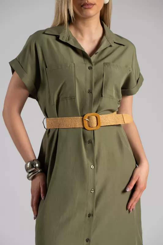 Dress Midi Semi-sheer Pocket