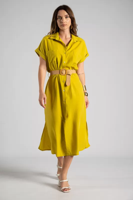 Dress Midi Semi-sheer Pocket