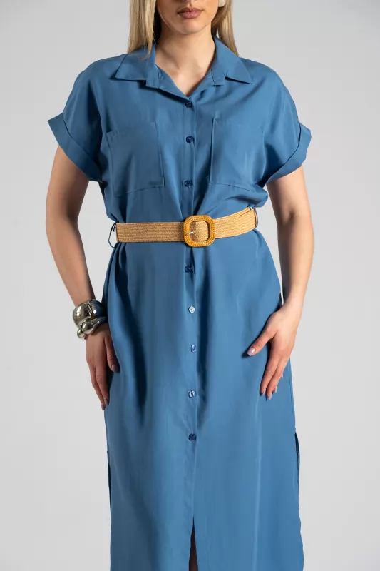 Dress Midi Semi-sheer Pocket