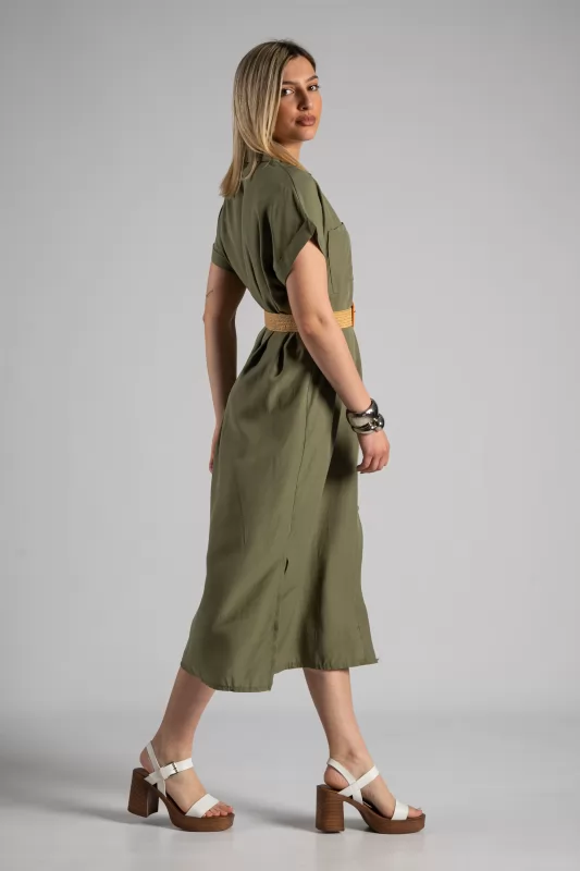 Dress Midi Semi-sheer Pocket