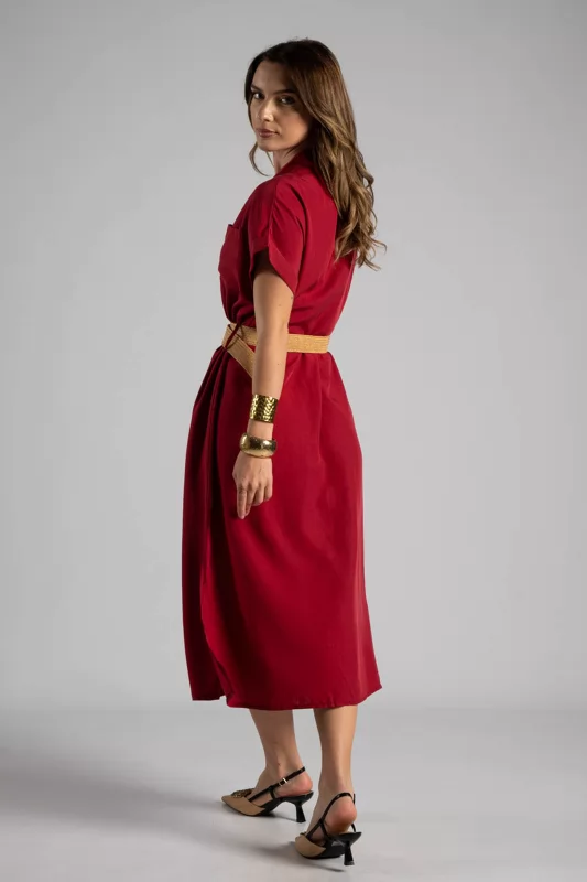 Dress Midi Semi-sheer Pocket