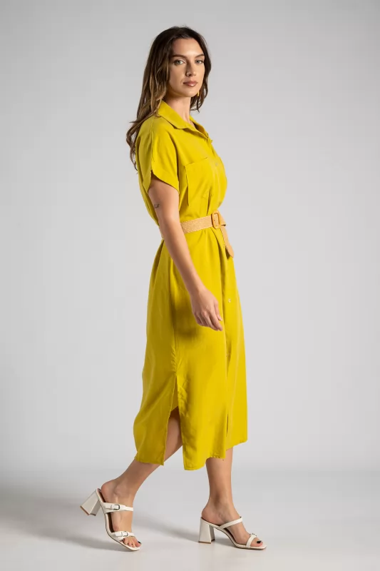 Dress Midi Semi-sheer Pocket