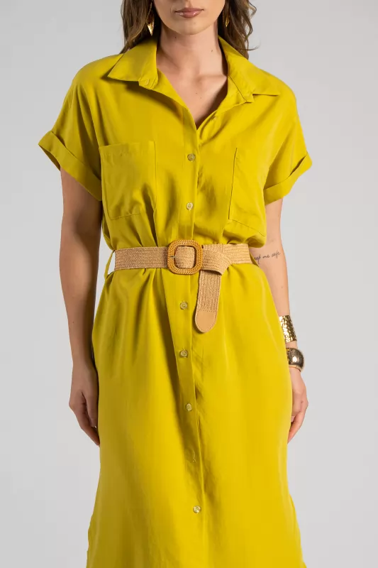 Dress Midi Semi-sheer Pocket