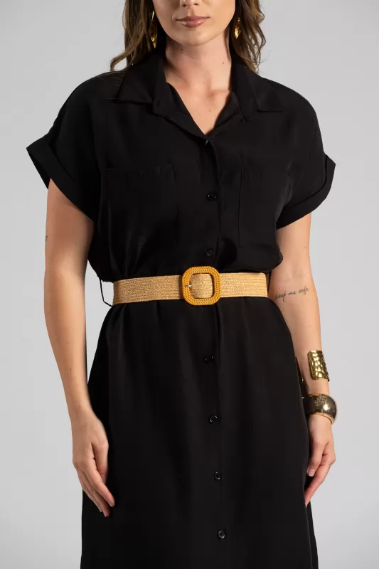 Dress Midi Semi-sheer Pocket