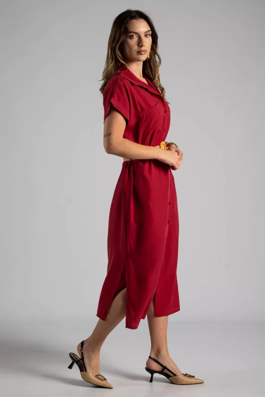 Dress Midi Semi-sheer Pocket