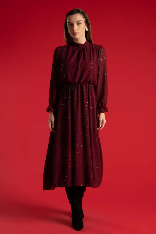 Φόρεμα Midi Shimmer Λάστιχο