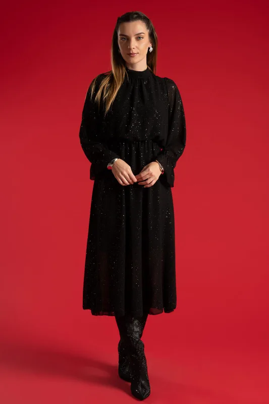 Φόρεμα Midi Shimmer Λάστιχο