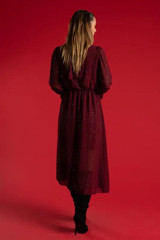 Φόρεμα Midi Shimmer Λάστιχο