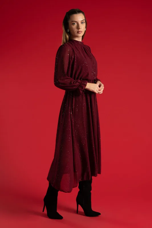 Φόρεμα Midi Shimmer Λάστιχο