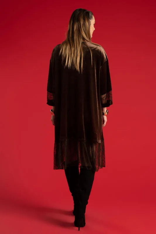 Φόρεμα Midi Velvet Δαντέλα Τελείωμα