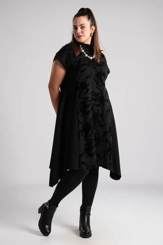 Dress Midi Velvet Detail Roses