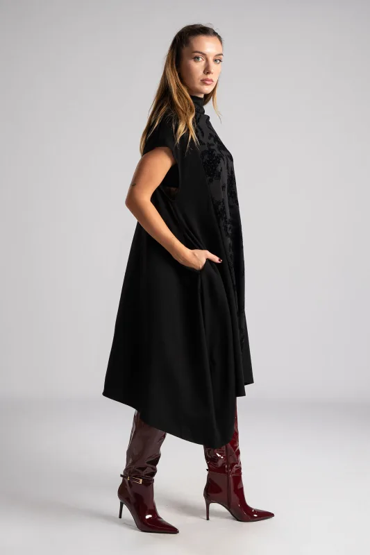 Dress Midi Velvet Detail Roses