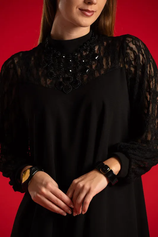 Φόρεμα Mini Δαντέλα Λεπτομέρεια