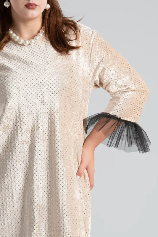 Φόρεμα Mini Velvet Τούλινο Μανίκι