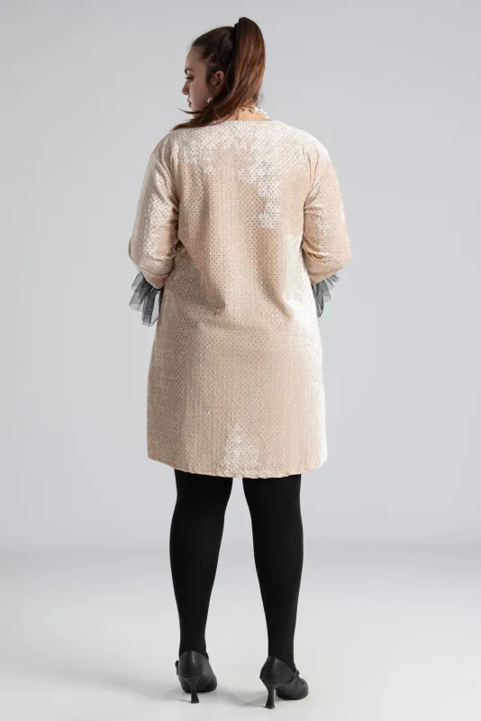 Φόρεμα Mini Velvet Τούλινο Μανίκι