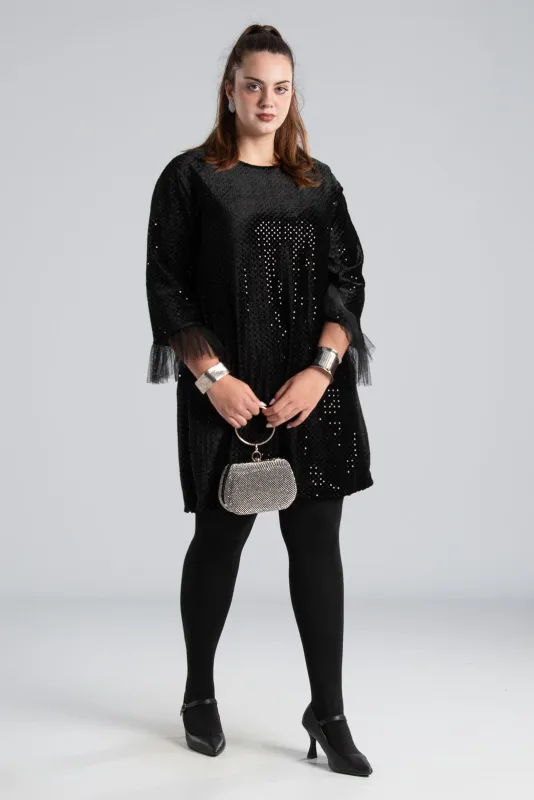 Mini Velvet Dress Tulle Sleeves