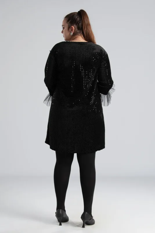 Φόρεμα Mini Velvet Τούλινο Μανίκι