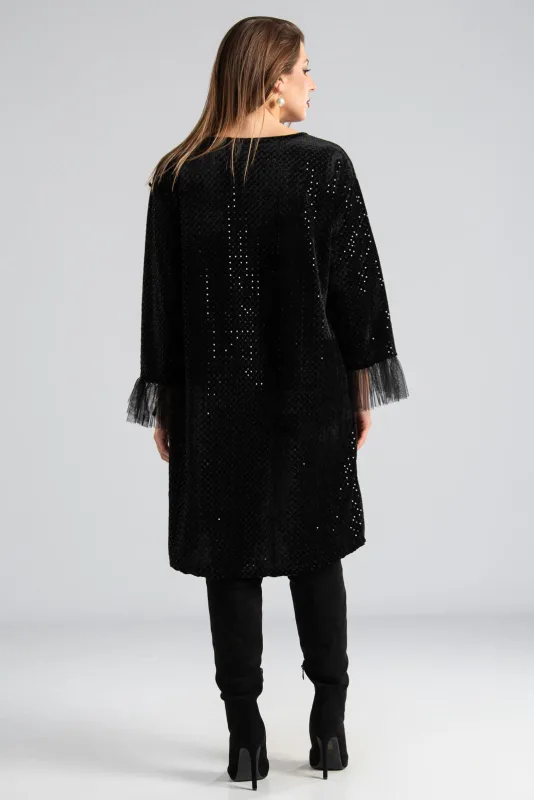 Φόρεμα Mini Velvet Τούλινο Μανίκι