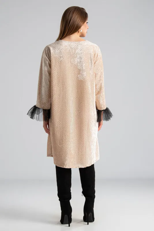 Φόρεμα Mini Velvet Τούλινο Μανίκι