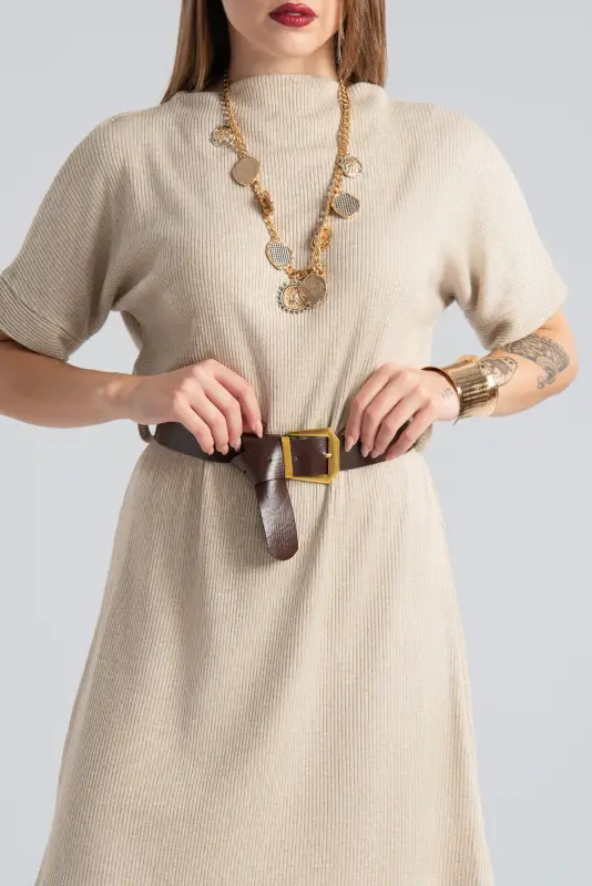 Mini Smile Neckline Dress 