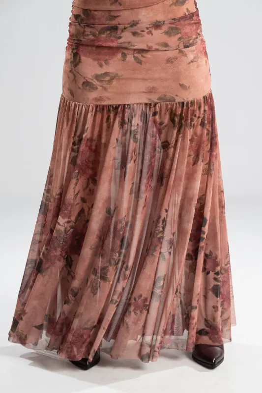 Dress Mock-neck Tulle Roses 