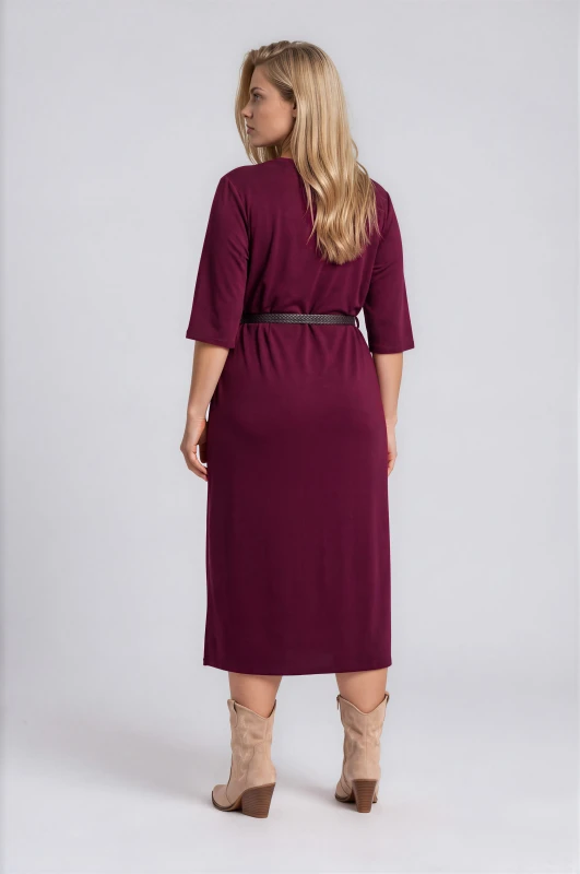 Dress Solid-Color with a Belt