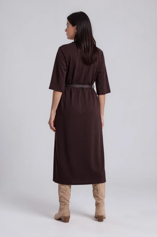 Dress Solid-Color with a Belt