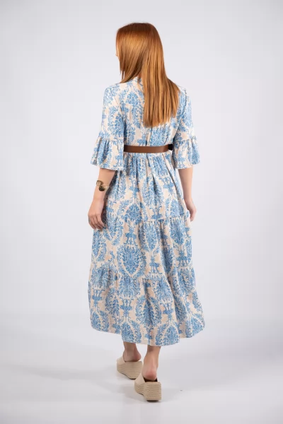 Φόρεμα Μπαρόκ Γαλάζιο-Μπεζ