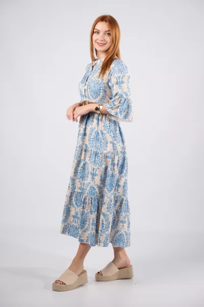 Φόρεμα Μπαρόκ Γαλάζιο-Μπεζ