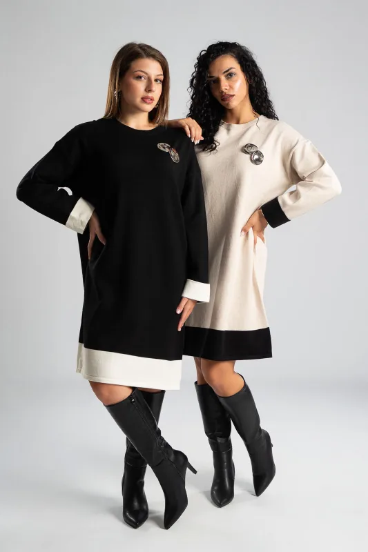 Dress Two-tone Knitted 