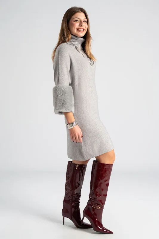 Φόρεμα Νημάτινο Γούνινο Τελείωμα