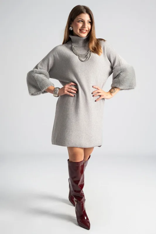 Φόρεμα Νημάτινο Γούνινο Τελείωμα