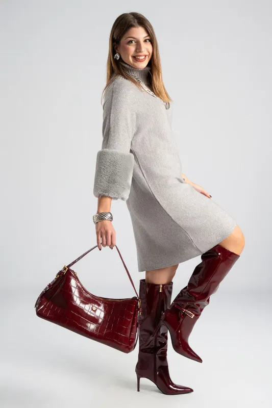 Φόρεμα Νημάτινο Γούνινο Τελείωμα