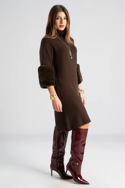 Φόρεμα Νημάτινο Γούνινο Τελείωμα