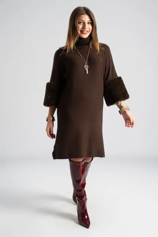 Φόρεμα Νημάτινο Γούνινο Τελείωμα