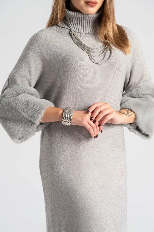 Φόρεμα Νημάτινο Γούνινο Τελείωμα