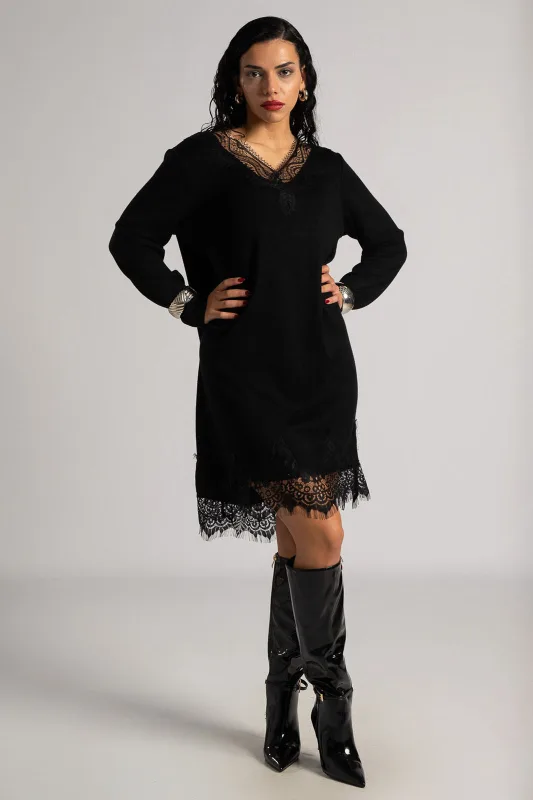 Φόρεμα Νημάτινο Λεπτομέρεια Δαντέλα