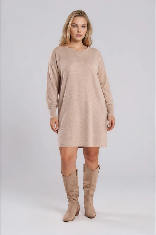 Dress Knitted Solid-Color