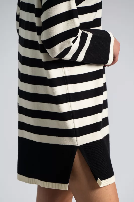 Knitted Dress Turtleneck Stripes