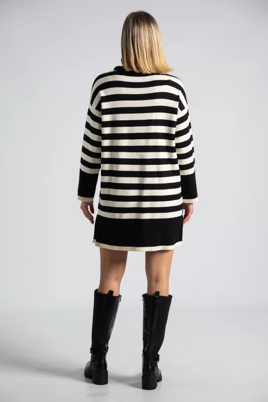 Knitted Dress Turtleneck Stripes