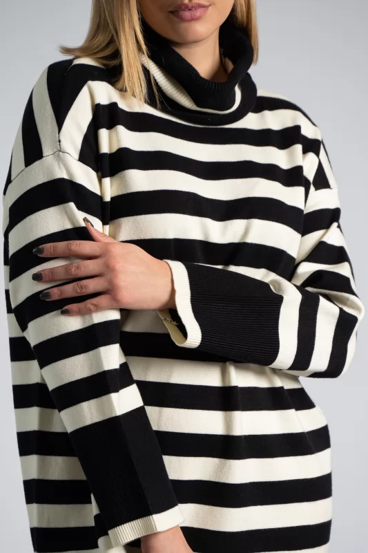 Knitted Dress Turtleneck Stripes