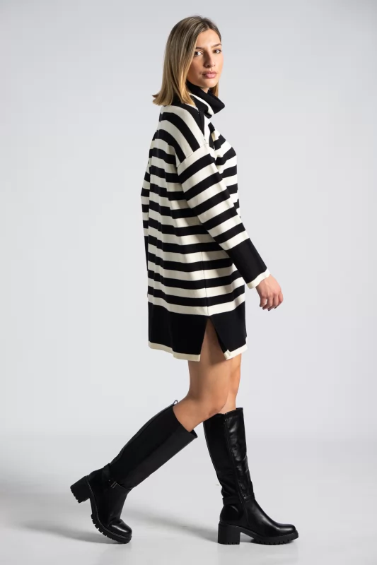 Knitted Dress Turtleneck Stripes