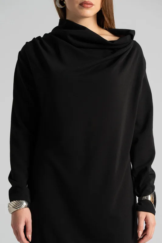 Dress Drape Neckline Lace Finish