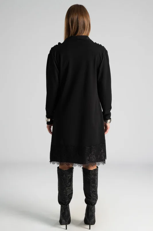 Dress Drape Neckline Lace Finish