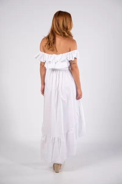 Dress Off-Shoulder Asymmetric White